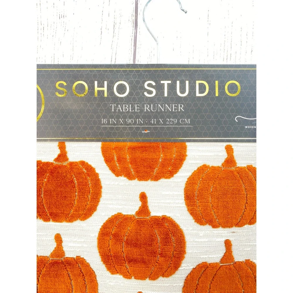 Soho Studio Table Runner 16x90 Orange Pumpkin Woven Belgium Harvest Fall Autumn